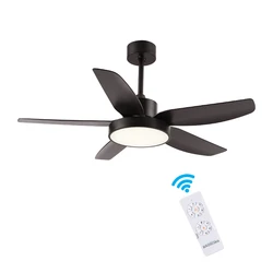 Household Black 5-Blade Ceiling Fan Modern Remote Control Led Ceiling Fan With Lights