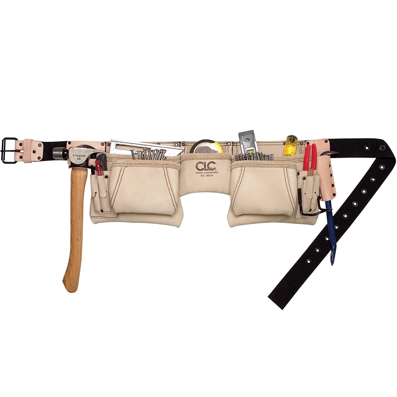 FREE SAMPL 175274 Heavy Duty Top Grain Leather Construction Work Apron & Hammer Loop 12 Pocket tool bag