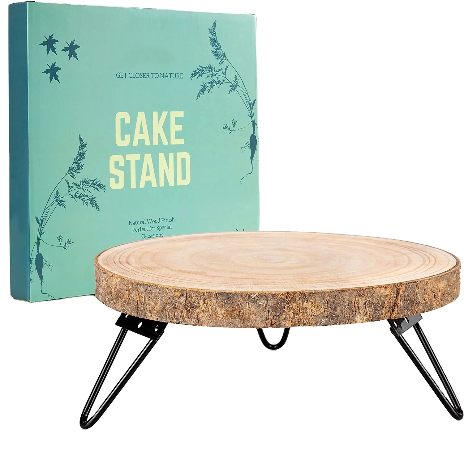 wholesale Wood Cake Stand for Dessert Table - Round Rustic Cake Holder Tray Wooden Serving  Decoration