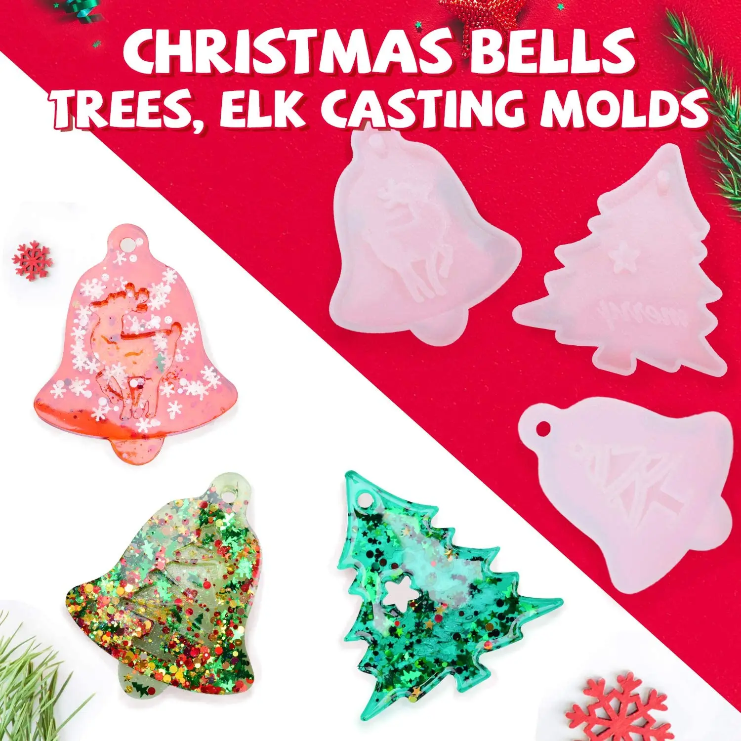 Decorations Christmas supplies tree snow fairy gift silicone epoxy resin mold for 3D  diy