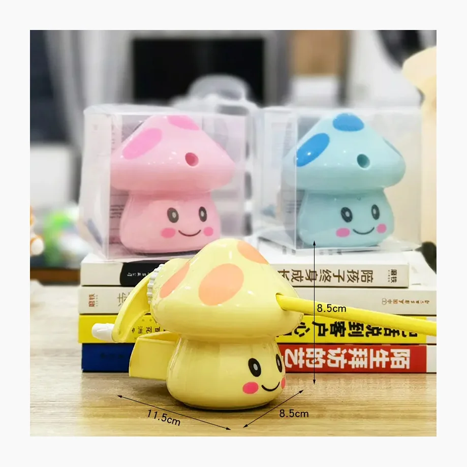 Лидер продаж Многофункциональные Канцелярские принадлежности Amaon бесплатный образец креативная эко-пластиковая мультяшная точилка для карандашей с грибами школы