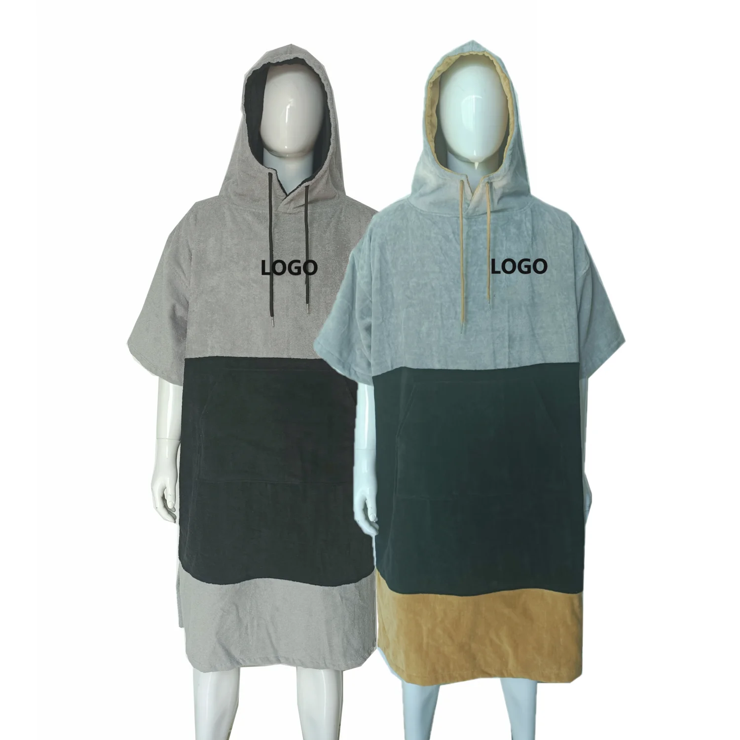 OEM Wholesale Unisex Microfiber or Cotton Quick dry  Changing Surf Poncho Hooded Robe Towel
