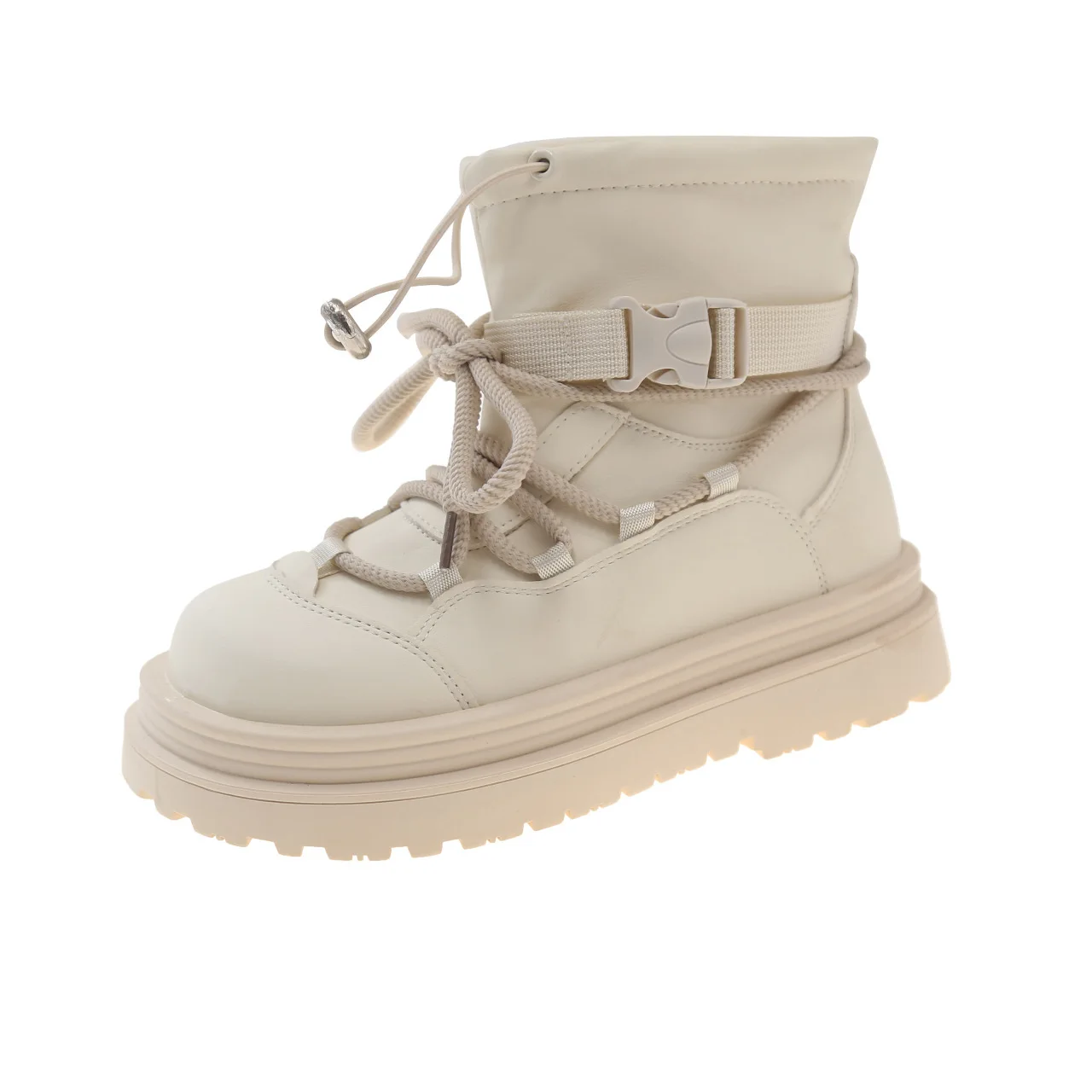 White fashion all-match casual snow boots women 2024 winter new thick-soled increase and pile thickened cotton shoes