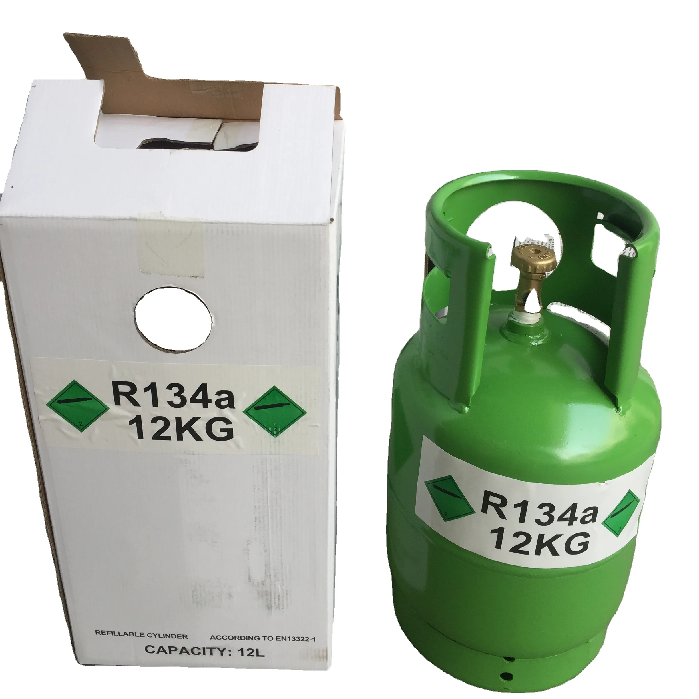 Refrigerant Gas R134a Suit for EU Market Refillable Cylinder 12KG