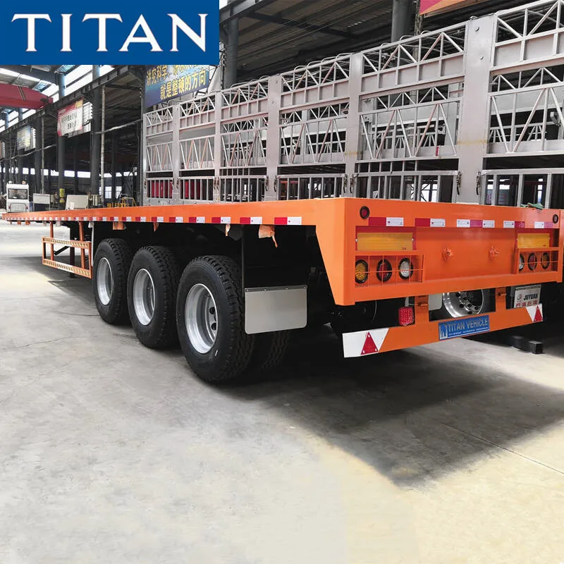 Buy dual axle long large flat bed semi trailer 20 ft 30 ft tri-axle 40 ft 48 ft 53 ft open flatbed trailer for sale