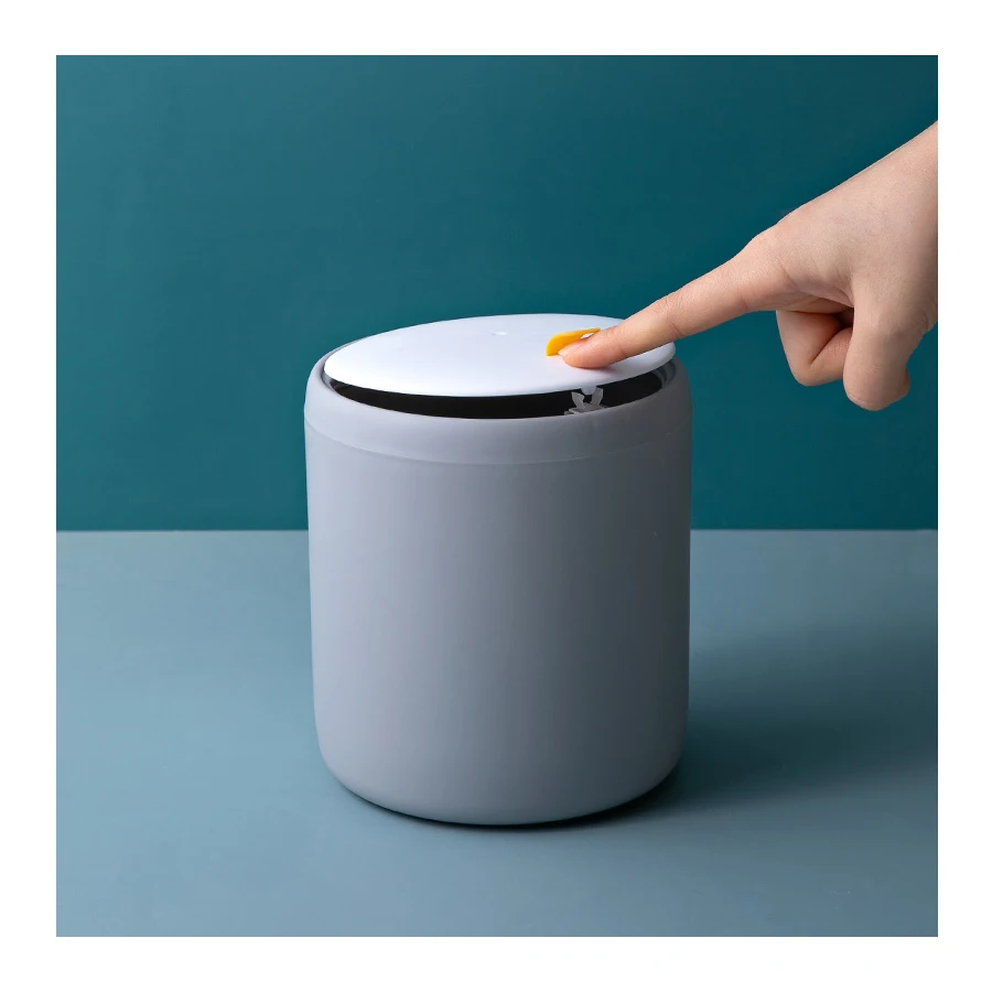 XJH Mini Bin Countertop Trash Can Waste Can with Press Type Lid for Coffee Table Bathroom Vanity Top