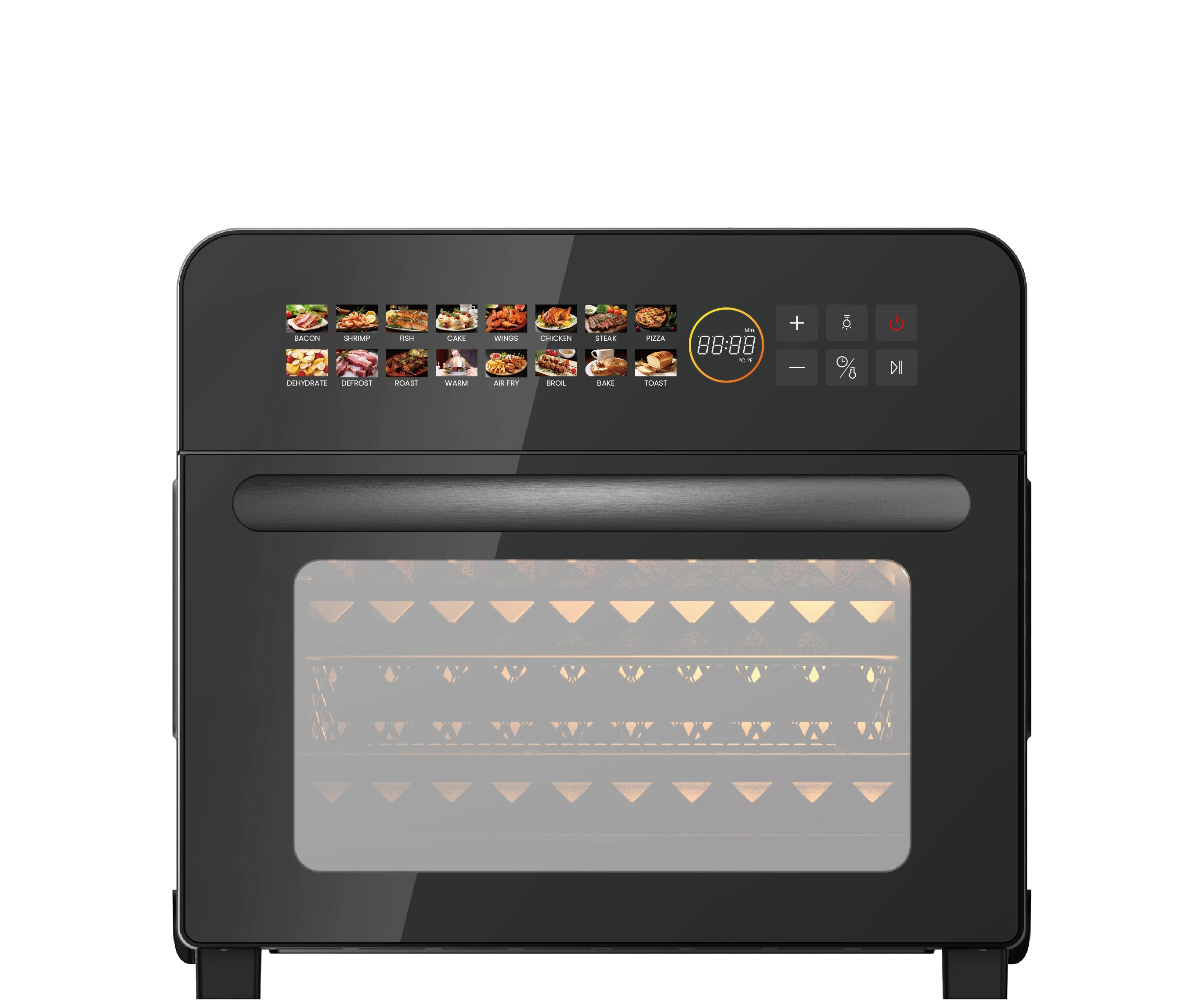 kitchen oven 16/12/8 menu choose LCD display touch screen air fryer oven pizza french fries baking