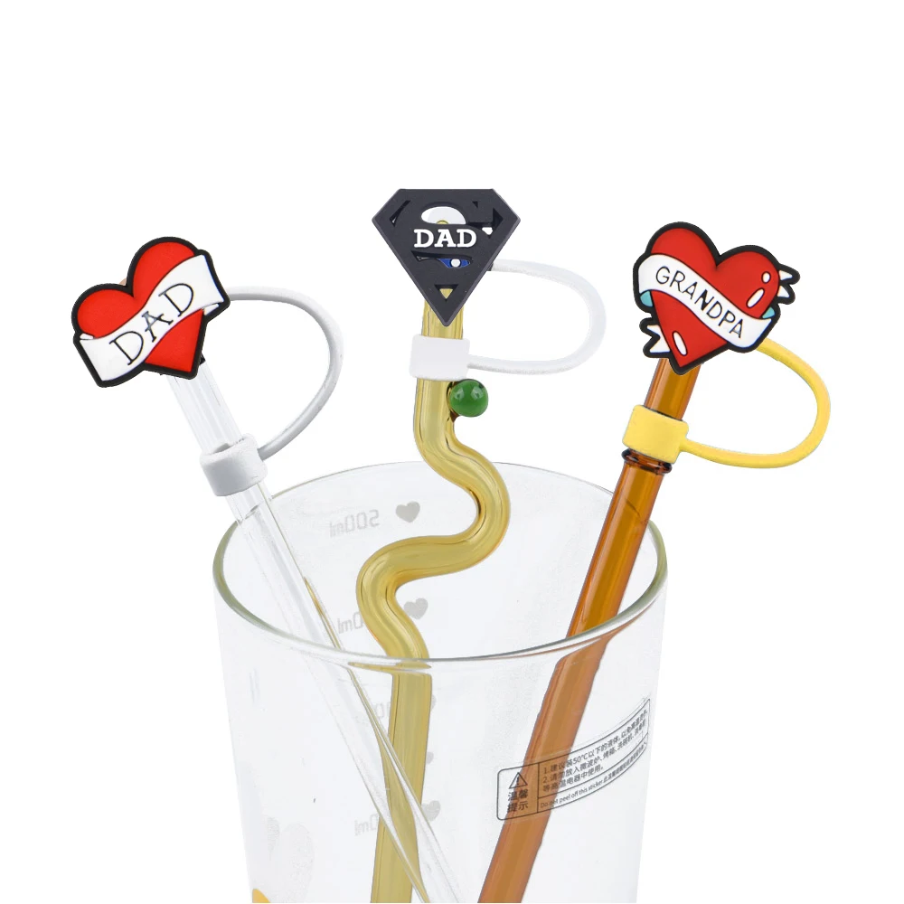 8mm Reusable Silicone Drinking Straw Topper Charms Coffee Inspired Topper Attachments for Wine Tumblers Bulk Straw Cover Charms