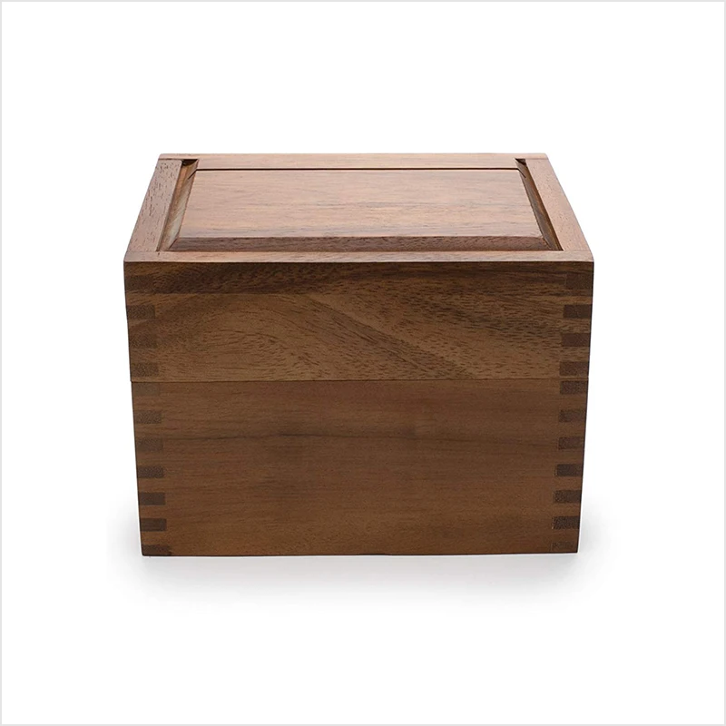 Acacia Wooden Recipe Card Storage Box
