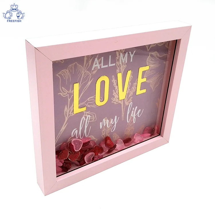 Wholesale Love Family and Office Decor Table Top Easel Distressed Pink Wood Finish Picture Photo Frame