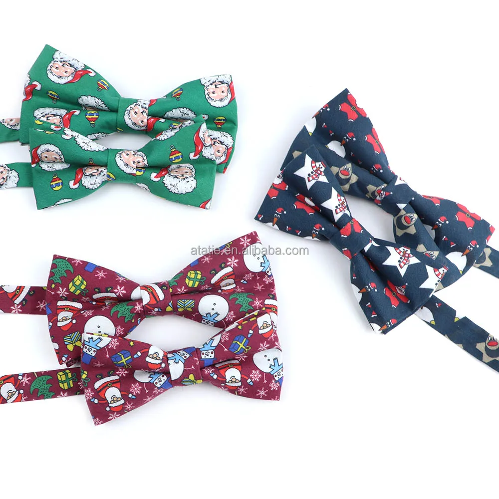 Рождественский комплект из галстука-бабочки для родителей и детей, хлопковый Рождественский тематический галстук с рождественским узором, милый детский питомец, мужской галстук-бабочка, праздничные подарки