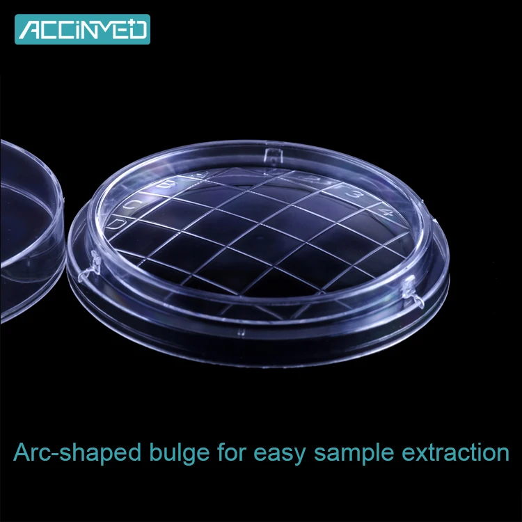 Custom Wholesale Medical Laboratory Different Size Types Of Disposable Round Sterile With Gird 55mm Contact Petri Culture Dish