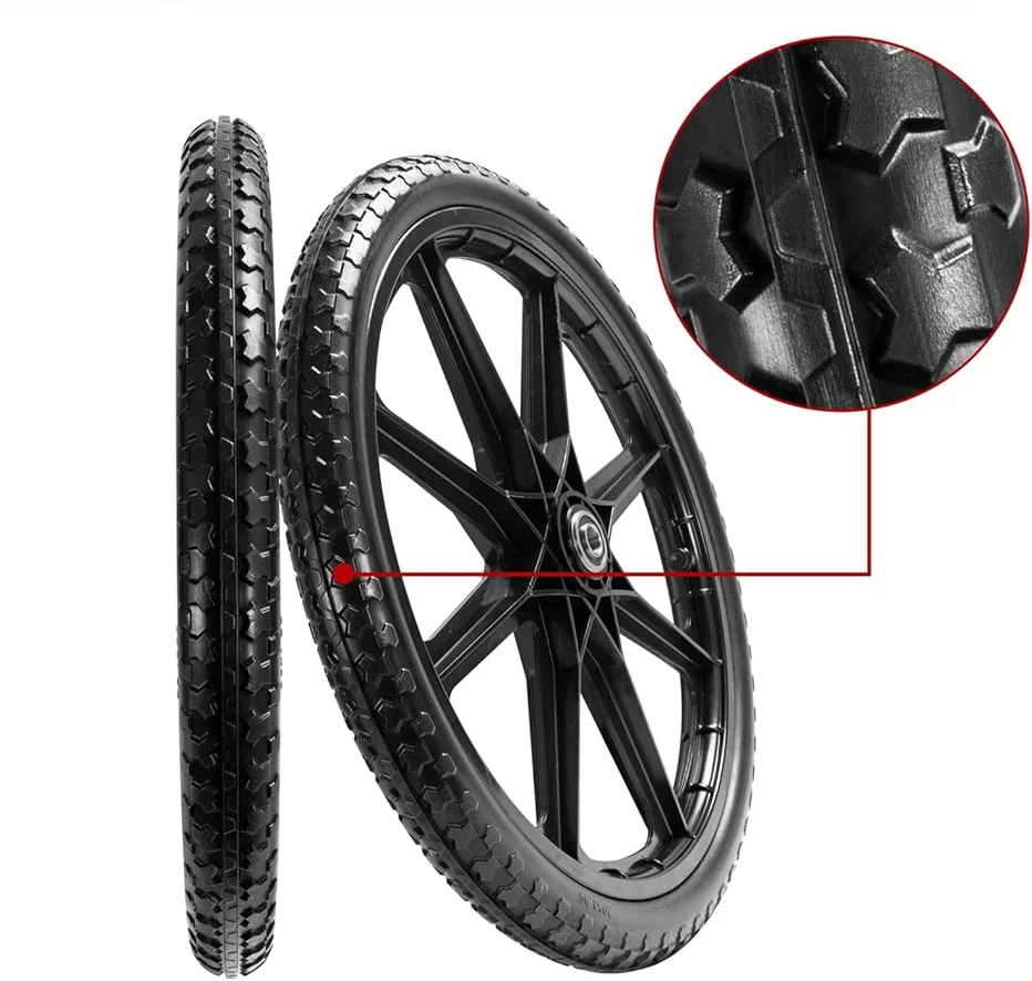 Flat Free Tire Wheels Patterned Y-shaped 8-bar spoke wheel 20x2 inch Black PP Flat Free Tires