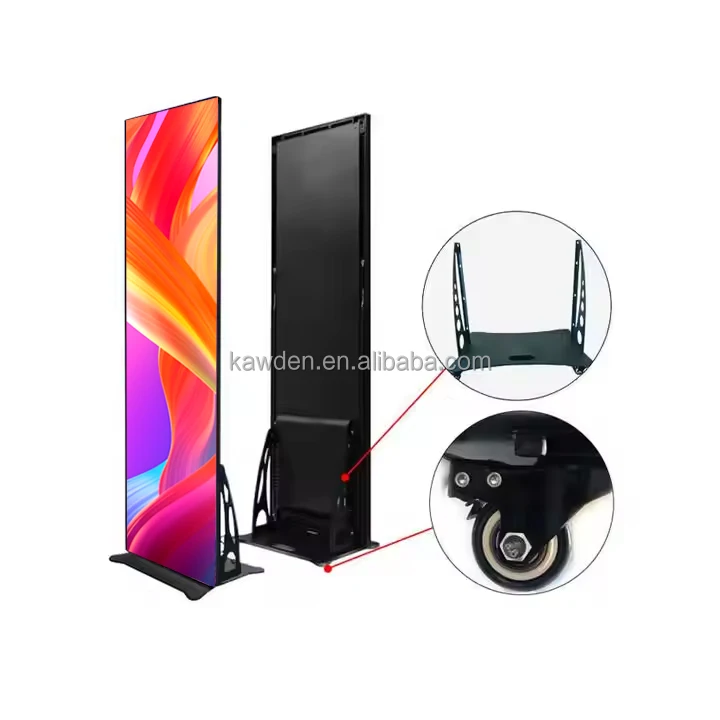 Wholesale P2 Movable Mirror Poster Indoor LED Advertising Acreen LED Poster Display Standing Digital Signage Touch Screen Kiosk