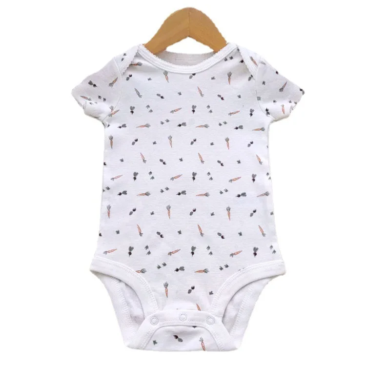 Beautiful Hot Sale 2023 Printing Baby Bamboo Cotton Bodysuit Short Sleeve Button Romper Summer unisex Clothes