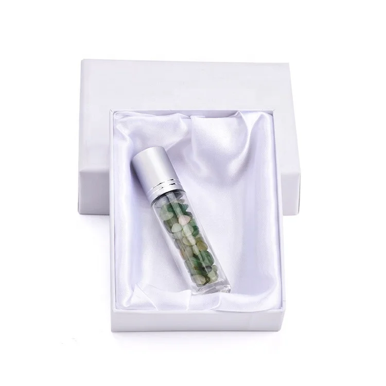 Natural stones 10 ml gemstone essential oil roller bottles rose quartz roller ball glass bottle