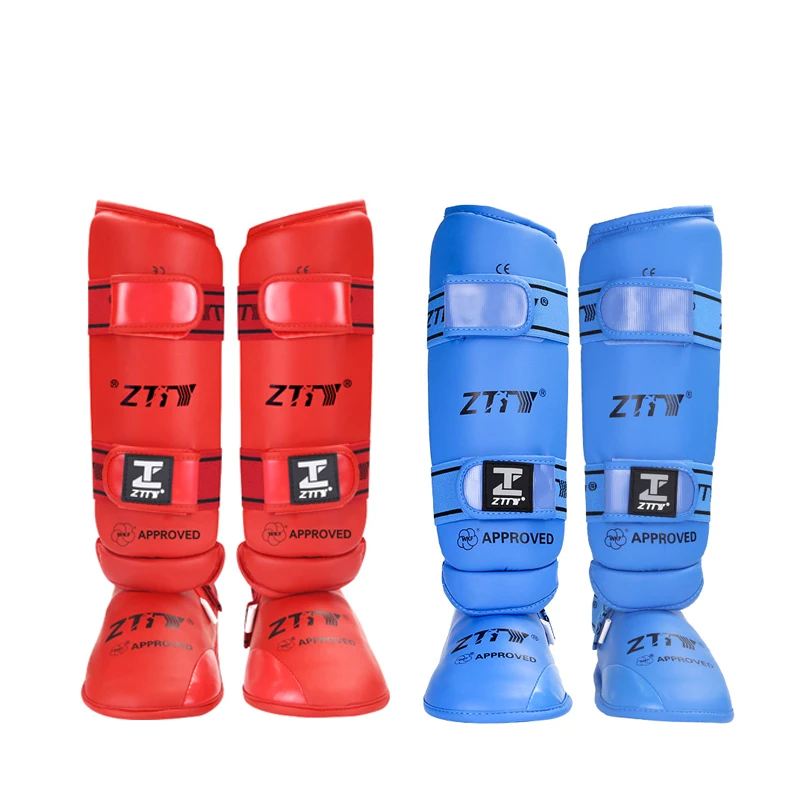 Новый дизайн arawaza karate wkf Karate Shin и Instep Guard двойной крюк петля карате защита голени защитное