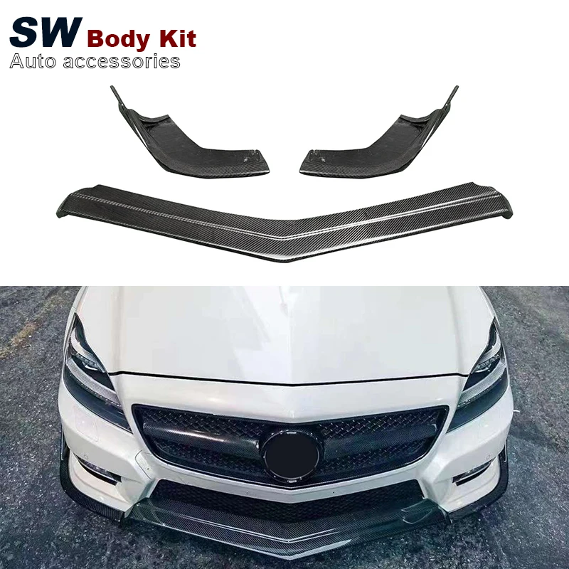 Carbon Fiber R Style Front Splitter For Mercedes-Benz CLS class W218 CLS320 CLS63 Upgrade Front Bumper Lip Diffuser Cover Trim