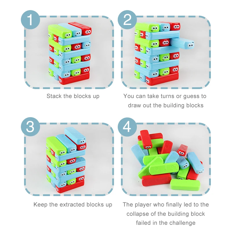 
Colorful Tumble Tower Game Parent-child Interactive Board Party Game Stacking Blocks 