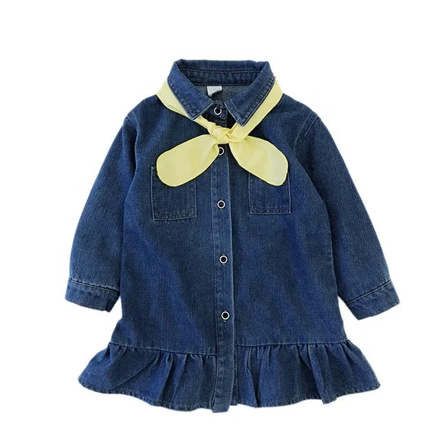 Denim Dress Winter Girl Dresses Full Ball Gown Medium Sunny 100% Cotton High Quality Kids Baby for Children Girls Breathable