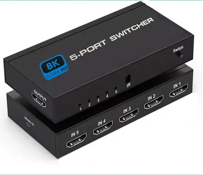 OZ8Q5 HDCP2.2 HDR10 3D HDMI2.1 5 prot 5 in 1 out hdmi Switch 2.0 8K 60hz HDR 5x1 Adapter Switcher