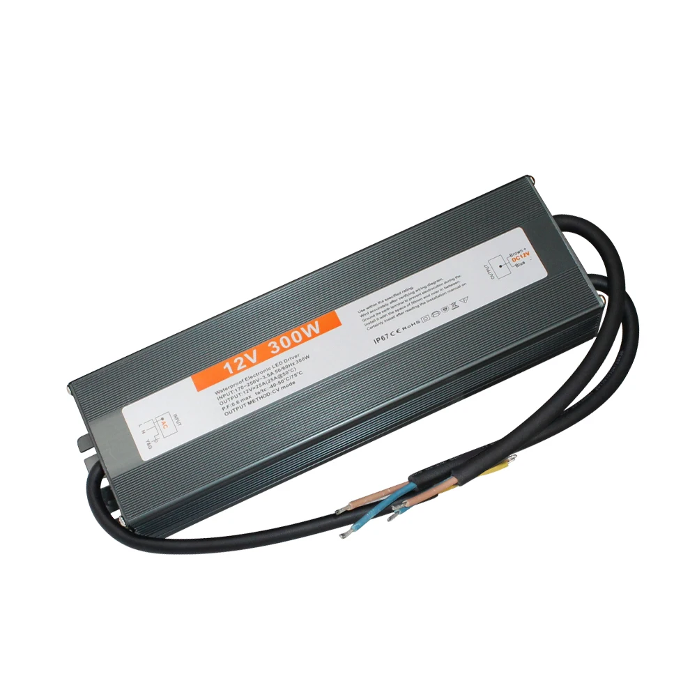 IP67 outdoor Waterproof AC170~250V TO DC 12V 25A 300W Led transformer