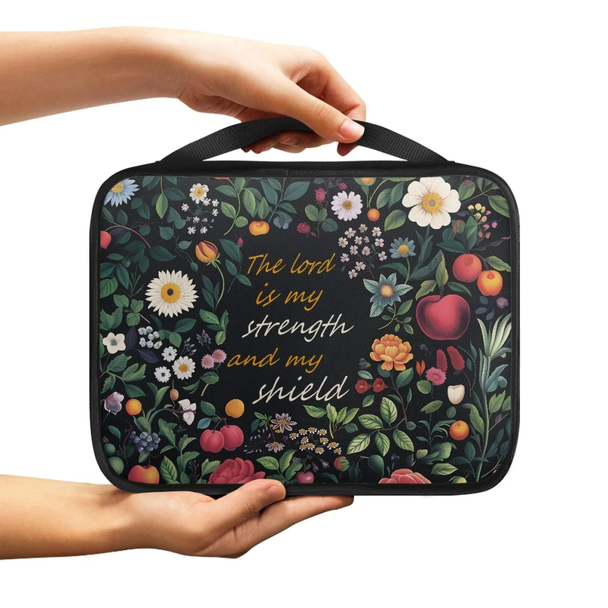 OEM ODM Custom Biblical-Jesus is my bow and my shield Vintage Casual Cross  Totem Print Bible Protect Book Bag Polyester Fabric