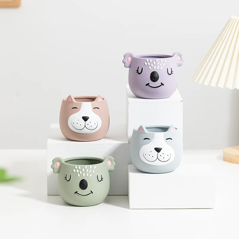 Custom Animal Shape Australian Koala Plant Artificial Flower Succulent Planter Ceramic Pots For Plants