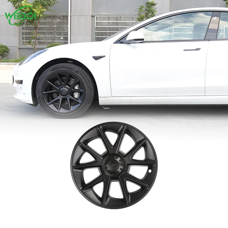 19' ABS Wheel Cover With Badge Sticker Wheel Hub Cap Center Cover For Tesla Model Y Rim Cover Wheel Hubcap Exterior Accessories