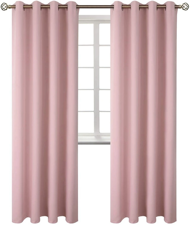 
Pink curtain fabric 3 pass blackout grommet sun shade curtain panel 