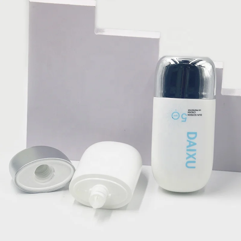 Manufacturer Supplier Low Price Plastic HDPE LDPE Square Squeeze Empty Bottles BB Cream Tube Sunscreen Container  Egg Shape 50ml