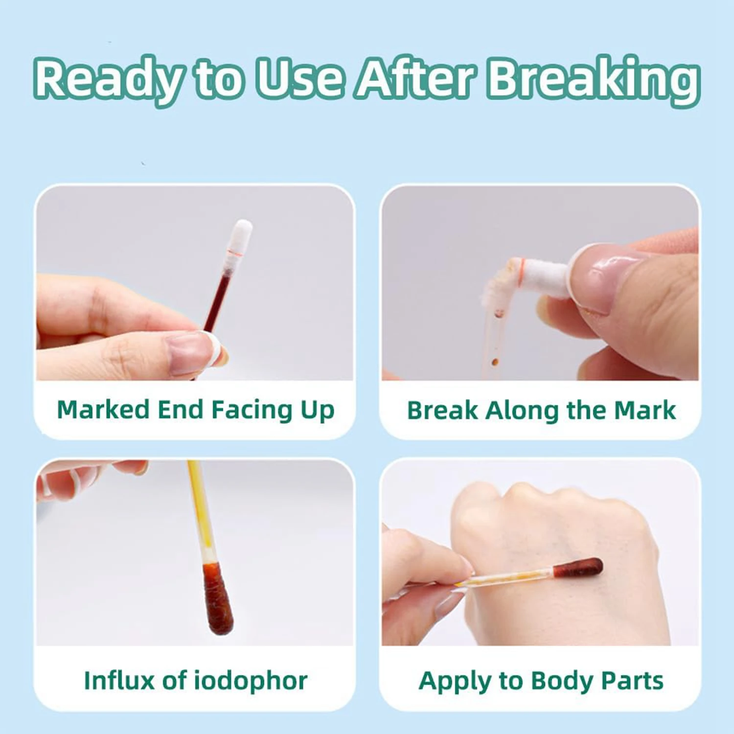 Iodine Swabs for First Aid Individually Sealed Absorbent Iodine Swabs for Wound Care, Household, Travel, Sports, Outdoors