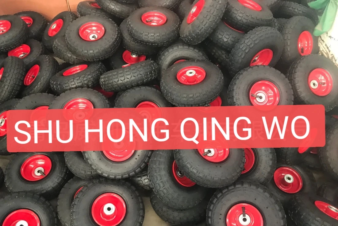 Factory outlet quality pneumatic rubber tyre plastic rim 10 inch 3.00-4 air rubber hand cart wheel