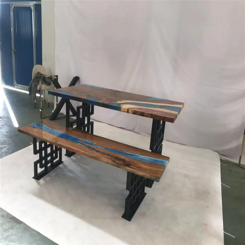 Modern Appearance and  oak epoxy resin Dining Table  Specific Use dining table set