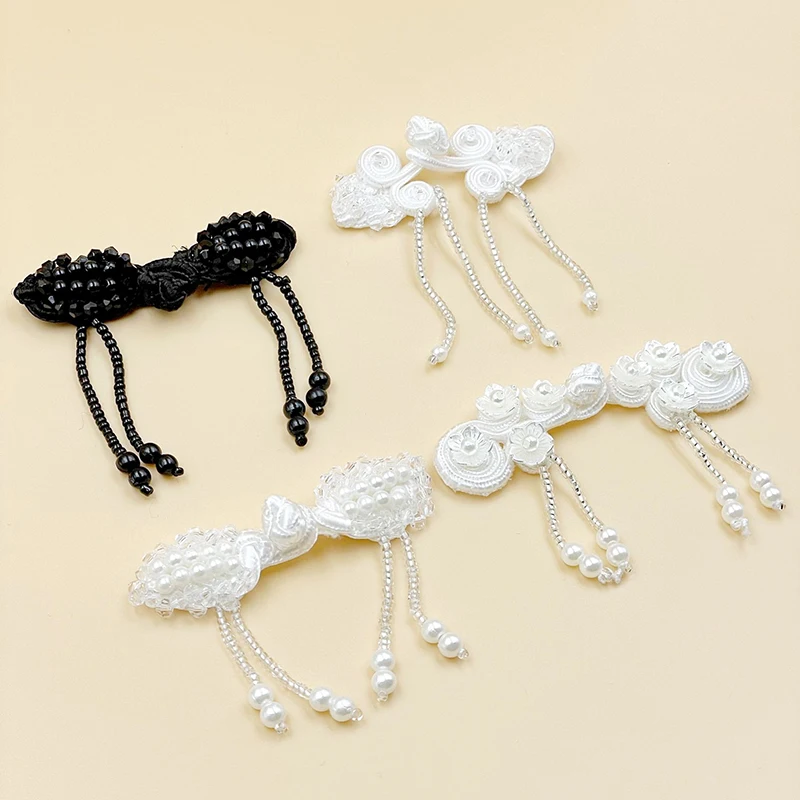 Hand woven pearl flower Chinese style buckle Chinese style DIY accessories decoration button