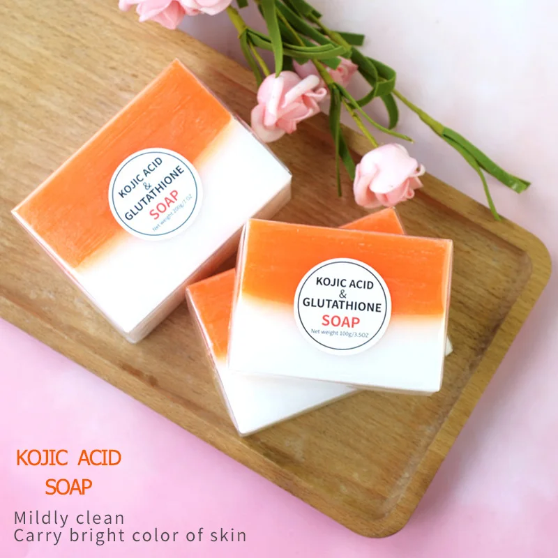 Kojic Acid Soap Dark Black Skin Lightening Hand made Soap Glutathione Whitening Bleaching Soap Brighten Face