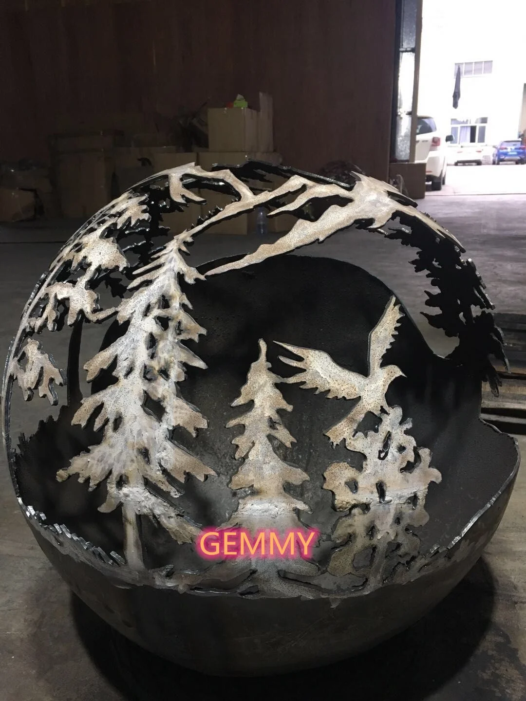 
Outdoor funny corten steel fire pit ball 