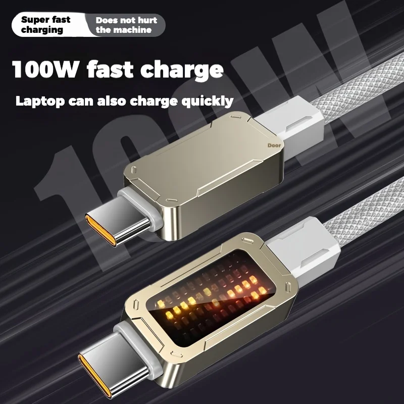 120cm Type C Data Cable with 100W Max Power Support Mecha Light Ambiance Durable Fabric High-Speed Data Transfer for iPhone 16