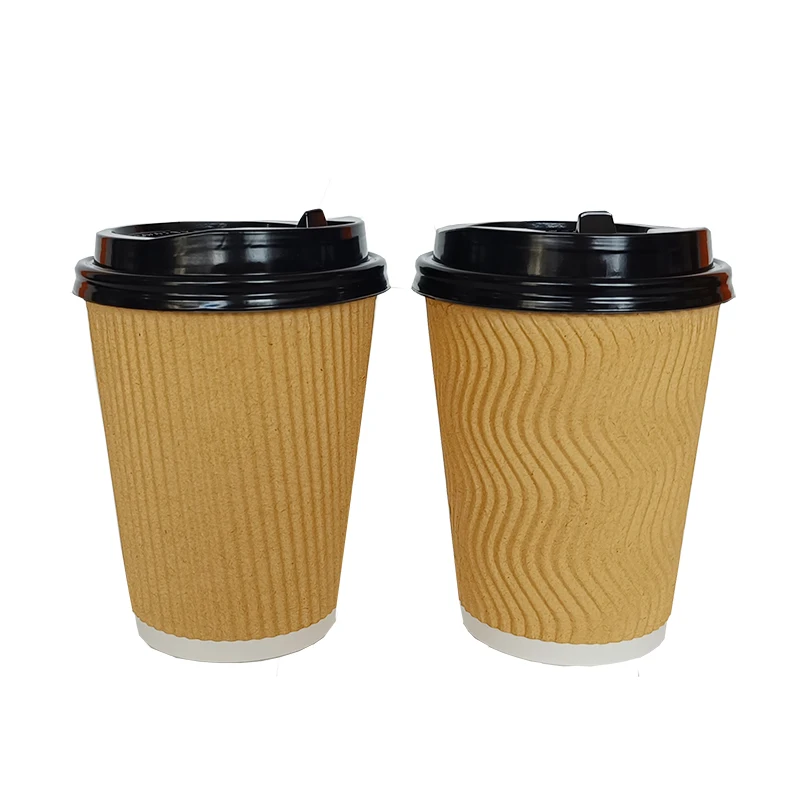 12oz recycled kraft insulation corrugated ripple to go paper coffee cup for chocolate hot cold drinking