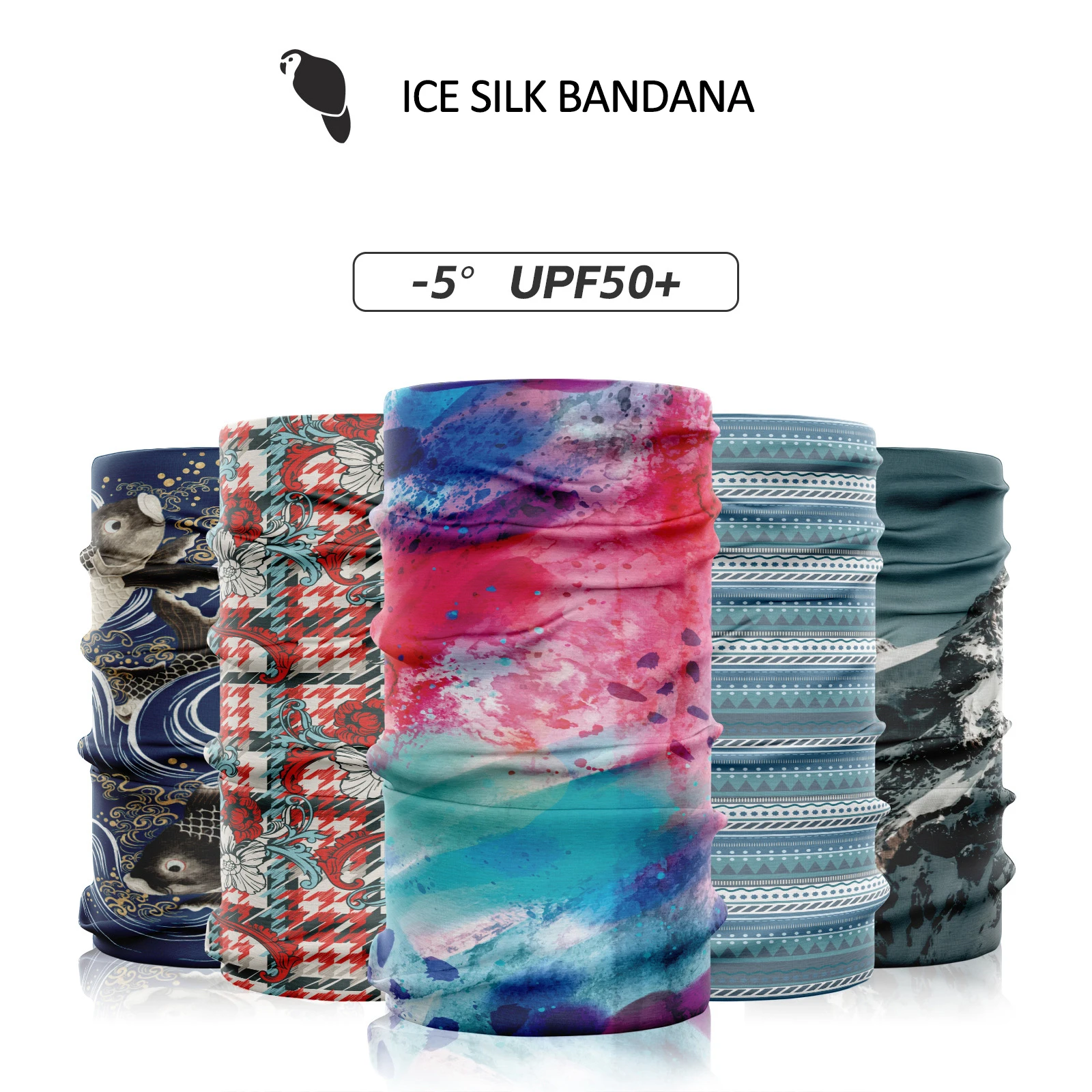 UPF50 Coolmax Wholesale Multifunctional Seamless Tubular Bandanas Headwear Neck Gaiter Face Tube Custom Bandana