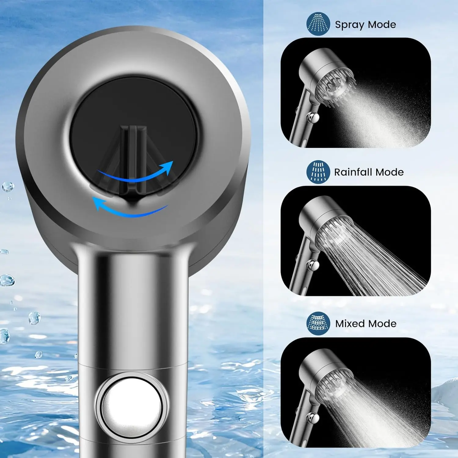 Filtered Shower Head with Handheld High Pressure Water Flow and Multiple Spray Modes with Wash with ON/OFF Switch for Pets Bath