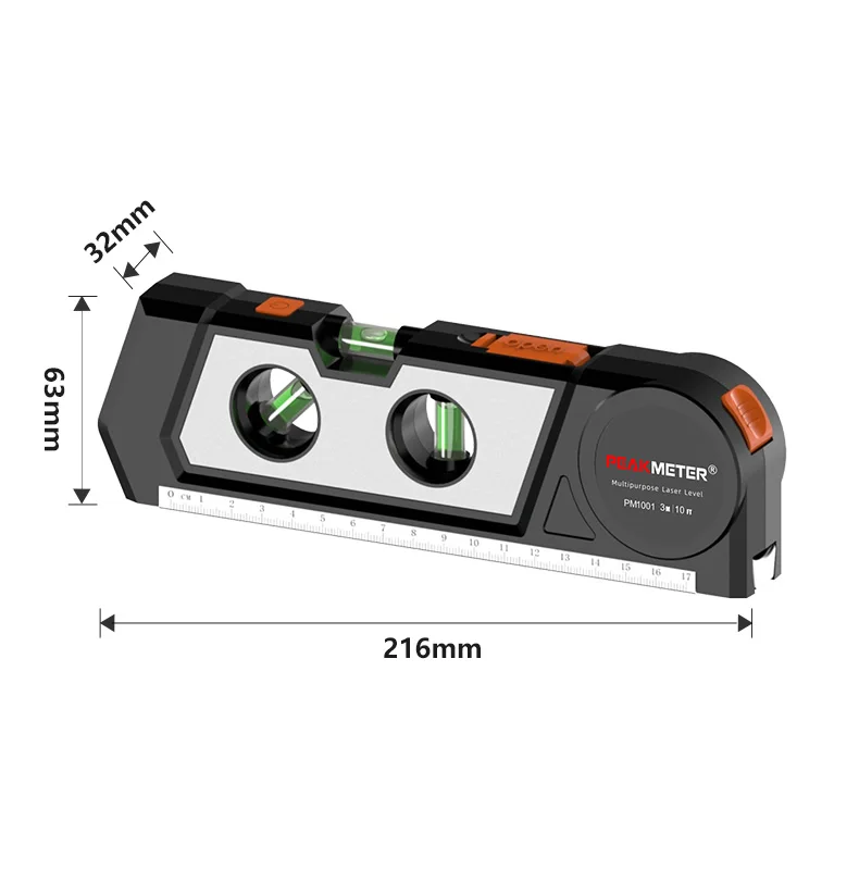 PM1001 horizon laser level ruler tape measure Multipurpose red laser tool distance meter