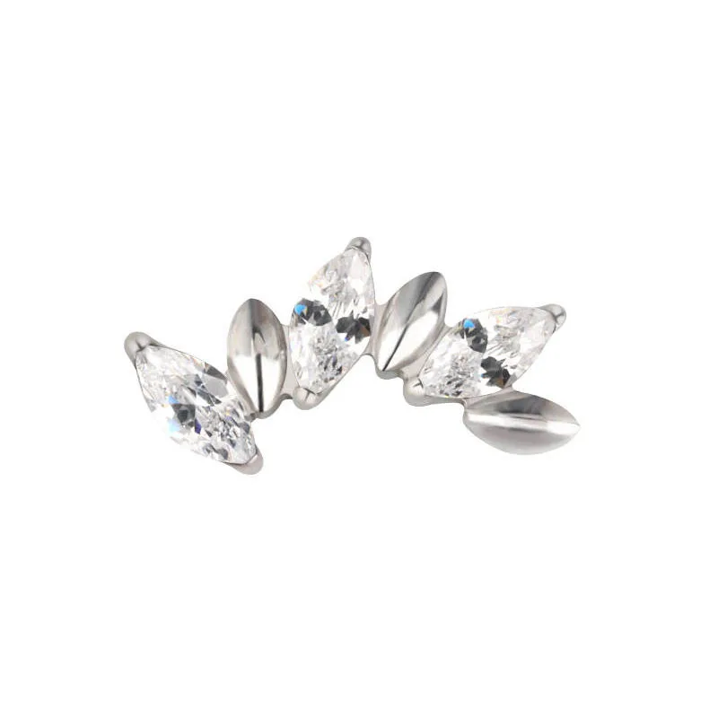 G23 Titanium Internally Threaded Cartilage Ear Studs Lip Ring Earrings Piercing Jewelry CZ Top Part