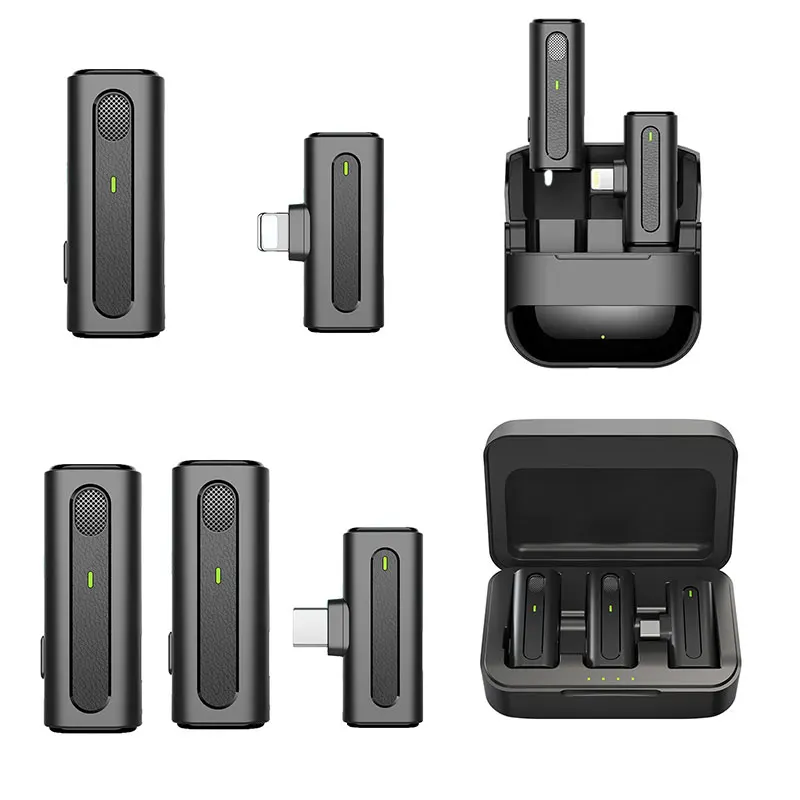 M9 M8 2.4G 1-to-2 Clip Lapel Lavelier Live Stream Wireless Lavalier Microphone In Case for Iphone mobile phone facebook ipad pro