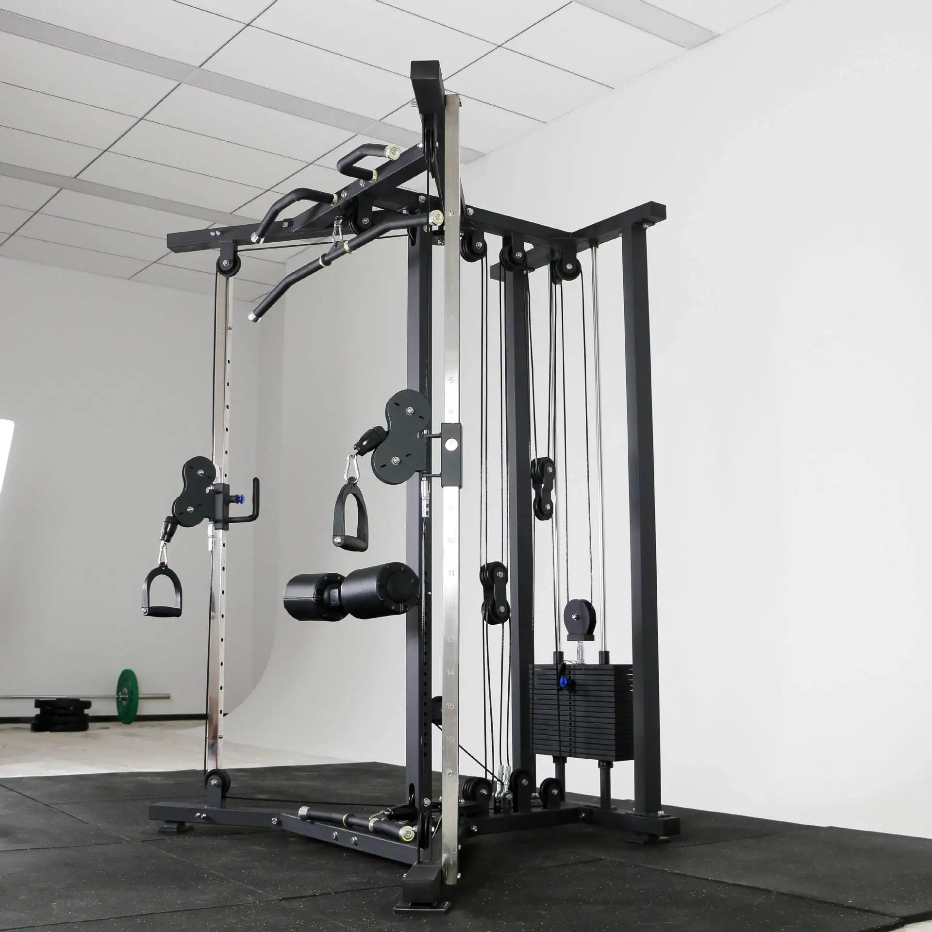 Commercial Functional Trainer Multi Station Cable Crossover Machine with 140 kg Weight Stack, Alloy Steel
