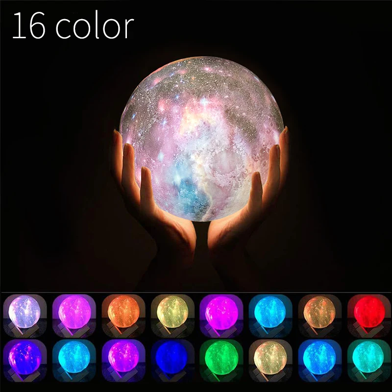3D Moon Lamp 16 Colors Touch Light With Remote Control USB Rechargeable LED Night for Home
