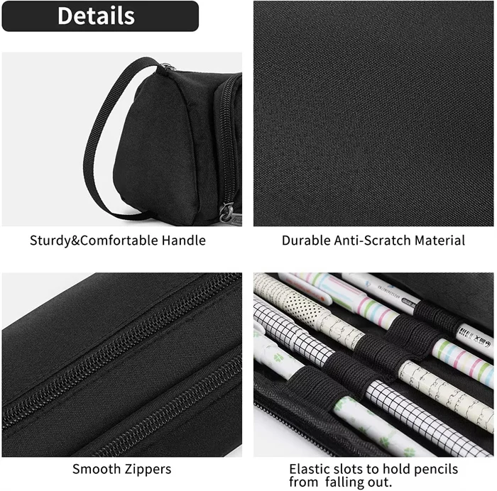 Pencil case for Girl Boys Large Pencil Pouch to Organize Pen Pencil for Middle School College Student Artist Metal Zipper