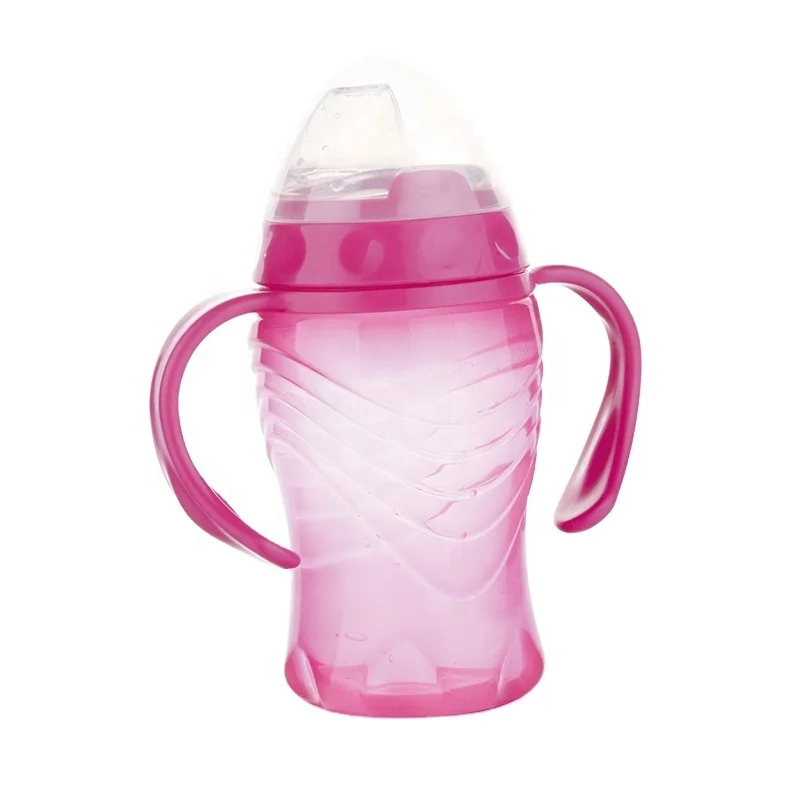 
Ningbo Longwell Customized Factory Plastic Drinking Cup BPA Free Water Bottles Handle Toddler Baby Bottle Silicone Spouted Cups 