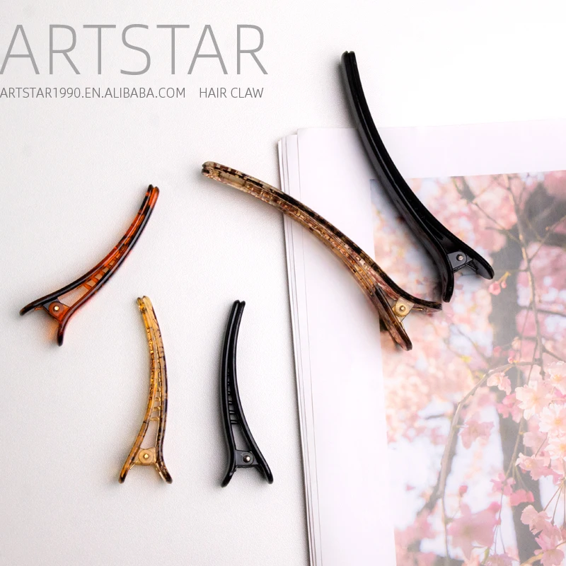 Artstar Plastic 12cm 9cm 7cm big mini crystal Clear Gril crocodile Alligator Hair Clips Hairpin for hair with Lines Spots