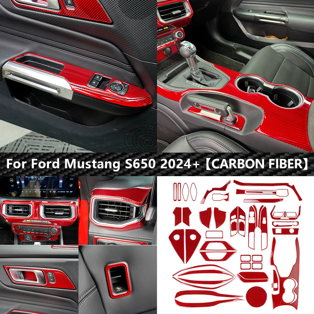 Red Carbon Fiber Real Dry Carbon Manufacturer Car Interior Trim For ford Mustang 2024 carbon fiber interior full product